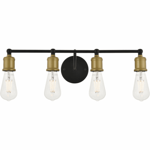Living District Serif  4-LT Wall Sconce - Brass And Black - LD4028W22BRB