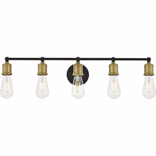 Living District Serif  5-LT Wall Sconce - Brass And Black - LD4028W29BRB