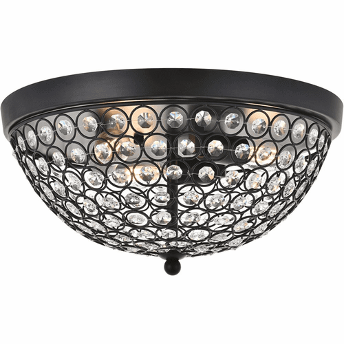 Living District Taye  3-LT Flush Mount - Matte Black And Clear - LD5012F13MB
