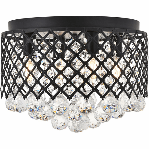 Living District Tully  4-LT Flush Mount - Matte Black And Clear - LD5010F13MB