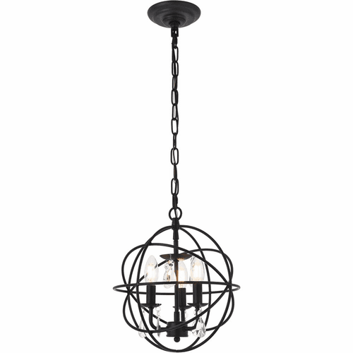 Living District Wallace  3-LT Pendant - Matte Black And Clear - LD5055D12MB