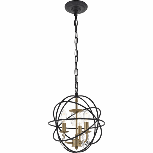 Living District Wallace  3-LT Pendant - Matte Black/Brass/Clear - LD5055D12BRB