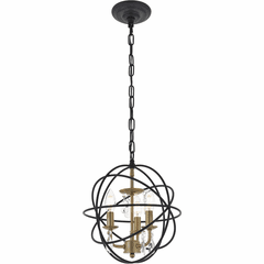 Living District Wallace  3-LT Pendant - Matte Black/Brass/Clear - LD5055D12BRB