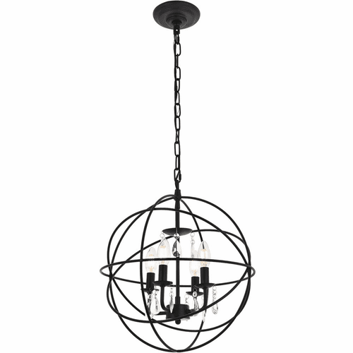 Living District Wallace  4-LT Pendant - Matte Black And Clear - LD5055D16MB