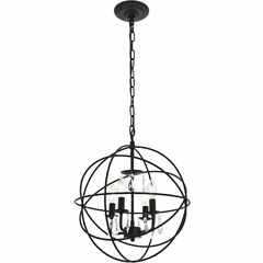 Living District Wallace  4-LT Pendant - Matte Black And Clear - LD5055D16MB