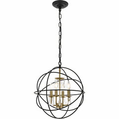 Living District Wallace  4-LT Pendant - Matte Black/Brass/Clear - LD5055D16BRB