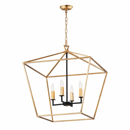 Maxim Abode 4-LT Chandelier - Gold Leaf / Textured Black - 25155GLTXB