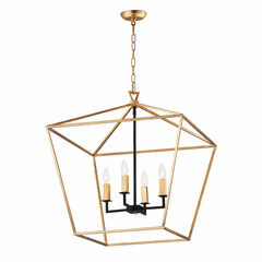 Maxim Abode 4-LT Chandelier - Gold Leaf / Textured Black - 25155GLTXB