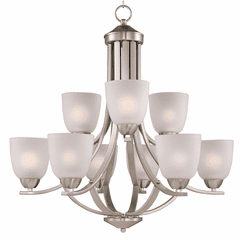 Maxim Axis 9-LT Multi-Tier Chandelier - Satin Nickel - 11226FTSN