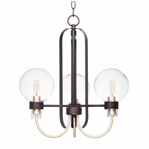 Maxim Bauhaus 3-LT Mini Chandelier - Bronze / Satin Brass - 30515CLBZSBR