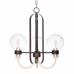 Maxim Bauhaus 3-LT Mini Chandelier - Bronze / Satin Brass - 30515CLBZSBR