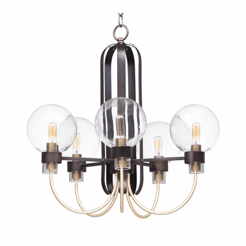 Maxim Bauhaus 5-LT Single-Tier Chandelier - Bronze / Satin Brass - 30516CLBZSBR