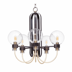 Maxim Bauhaus 5-LT Single-Tier Chandelier - Bronze / Satin Brass - 30516CLBZSBR