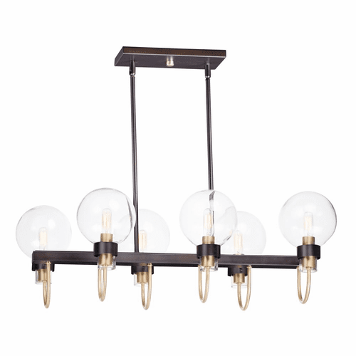 Maxim Bauhaus 6-LT Linear Chandelier - Bronze / Satin Brass - 30519CLBZSBR
