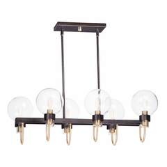 Maxim Bauhaus 6-LT Linear Chandelier - Bronze / Satin Brass - 30519CLBZSBR