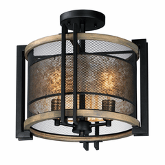 Maxim Boundry 3-LT Flush Mount - Black / Barn Wood / Antique Brass - 27560BKBWAB