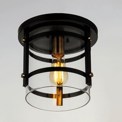 Maxim Capitol 1-Light Flush Mount - Black / Antique Brass - 2641BKAB Maxim Capitol 1-Light Flush Mount - Black / Antique Brass - 2641BKAB
