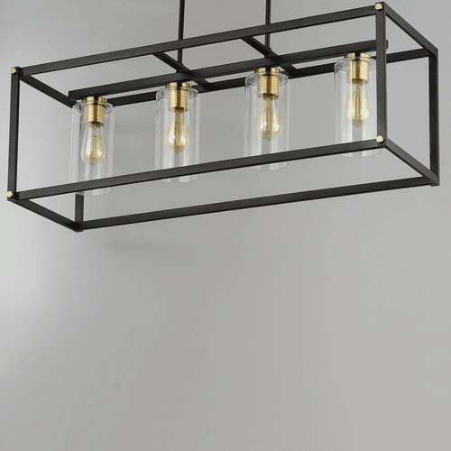Maxim Capitol 4-Light Linear Pendant - Black / Antique Brass - 2644BKAB
