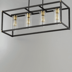Maxim Capitol 4-Light Linear Pendant - Black / Antique Brass - 2644BKAB