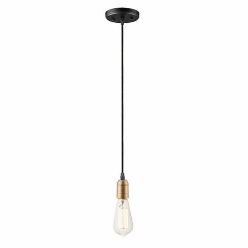 Maxim Early Electric 1-LT Pendant - Black / Antique Brass - 12121BKAB