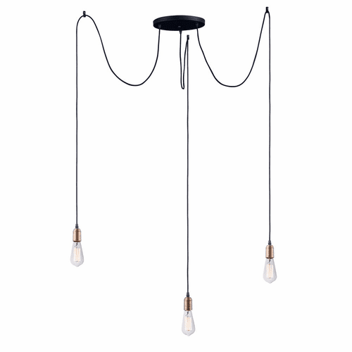 Maxim Early Electric 3-LT Pendant - Black / Antique Brass - 12123BKAB