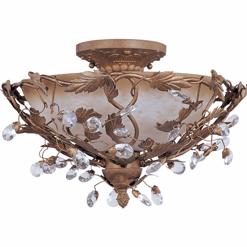 Maxim Elegante 3-LT Semi-Flush Mount - Etruscan Gold - 2859EG