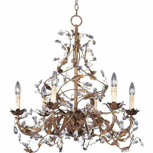 Maxim Elegante 6-LT Single-Tier Chandelier - Etruscan Gold - 2851EG