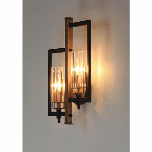 Maxim Flambeau 2-Light Wall Sconce - Black / Antique Brass - 16115CLBKAB