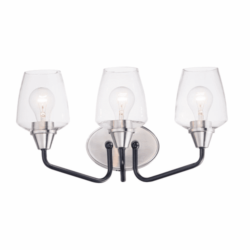 Maxim Goblet 3-LT Bath Vanity Light - Black / Satin Nickel - 26122CLBKSN