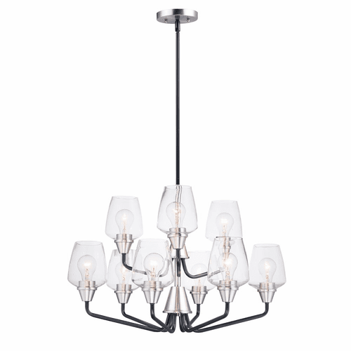 Maxim Goblet 9-LT Multi-Tier Chandelier - Black / Satin Nickel - 26127CLBKSN