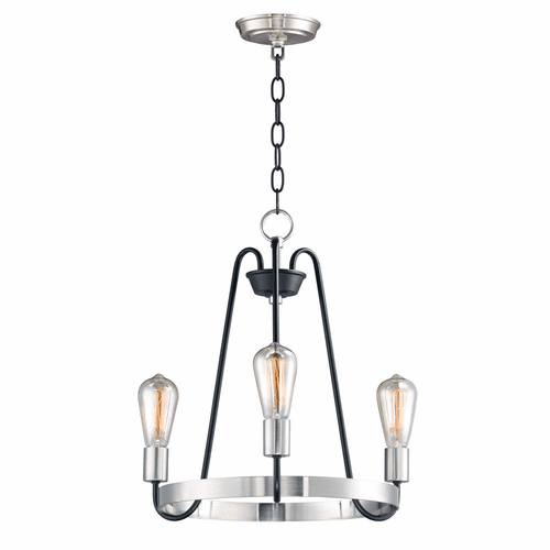 Maxim Haven 3-LT Single-Tier Chandelier - Black / Satin Nickel - 11733BKSN