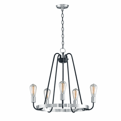Maxim Haven 5-LT Single-Tier Chandelier - Black / Satin Nickel - 11735BKSN