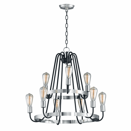 Maxim Haven 9-LT Multi-Tier Chandelier - Black / Satin Nickel - 11737BKSN