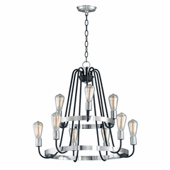 Maxim Haven 9-LT Multi-Tier Chandelier - Black / Satin Nickel - 11737BKSN