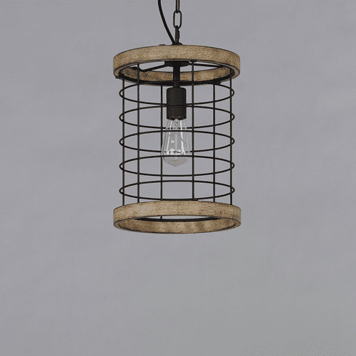 Maxim Homestead 10" Single Pendant - Driftwood / Black - 12519DWBK