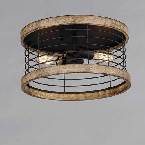 Maxim Homestead 15" 2-Light Semi Flush Mount - Driftwood / Black - 12510DWBK