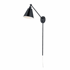 Maxim Library 1-Light Wall Sconce - Black - 12222BK