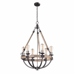 Maxim Lodge 6-LT Chandelier - Weathered Oak / Bronze - 20335WOBZ