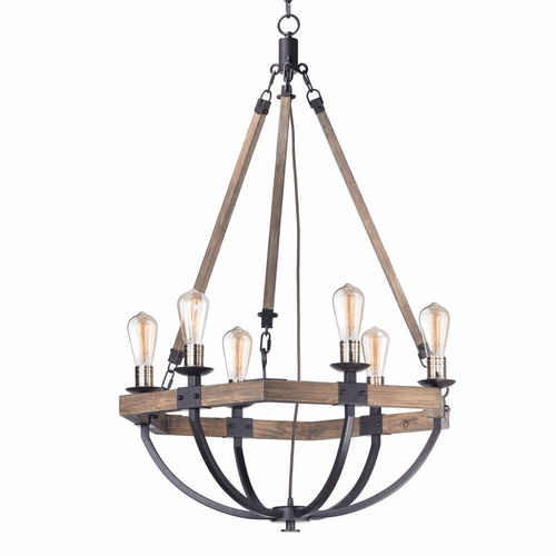 Maxim Lodge 6-LT Chandelier - Weathered Oak / Bronze - 20337WOBZ