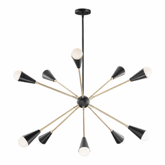 Maxim Lovell 10-Light Pendant - Black / Satin Brass - 11268BKSBR