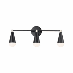 Maxim Lovell 3-Light Bath Vanity - Black / Satin Brass - 11263BKSBR Maxim Lovell 3-Light Bath Vanity - Black / Satin Brass - 11263BKSBR