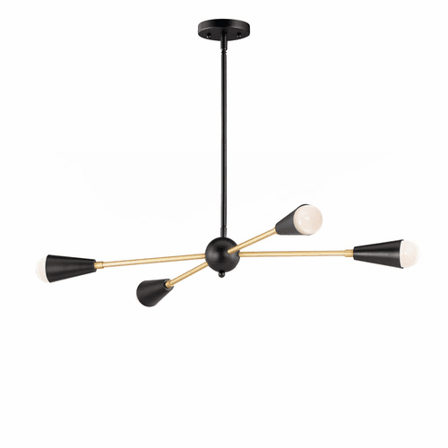 Maxim Lovell 4-Light Pendant with Bulbs - Black / Satin Brass - 11264BKSBR/BUL