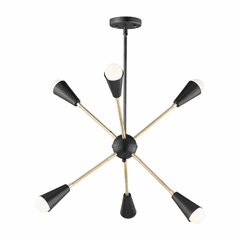 Maxim Lovell 6-Light Pendant - Black / Satin Brass - 11266BKSBR
