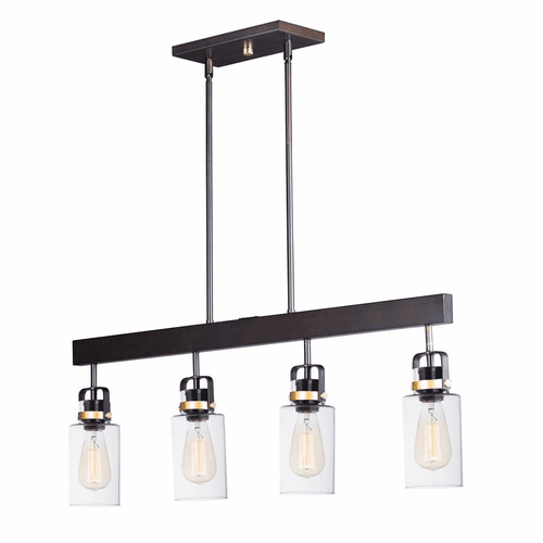 Maxim Magnolia 4-LT Linear Pendant - Bronze / Gold - 30176CLBZGLD