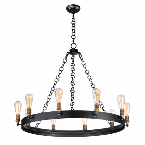 Maxim Noble 10-LT Chandelier - Black / Natural Aged Brass - 26275BKNAB