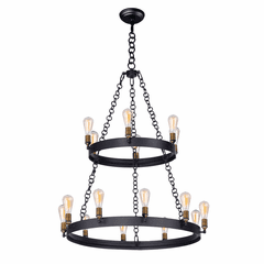 Maxim Noble 16-LT Multi-Tier Chandelier - Black / Natural Aged Brass - 26277BKNAB