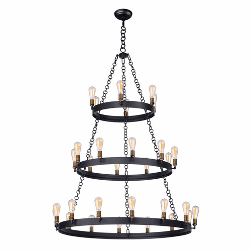 Maxim Noble 30-LT Chandelier - Black / Natural Aged Brass - 26278BKNAB