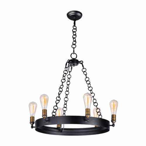 Maxim Noble 6-LT Chandelier - Black / Natural Aged Brass - 26273BKNAB