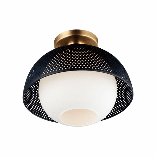 Maxim Perf 1-Light Flush Mount - Black / Satin Brass - 10083WTBKSBR