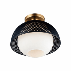 Maxim Perf 1-Light Flush Mount - Black / Satin Brass - 10083WTBKSBR Maxim Perf 1-Light Flush Mount - Black / Satin Brass - 10083WTBKSBR